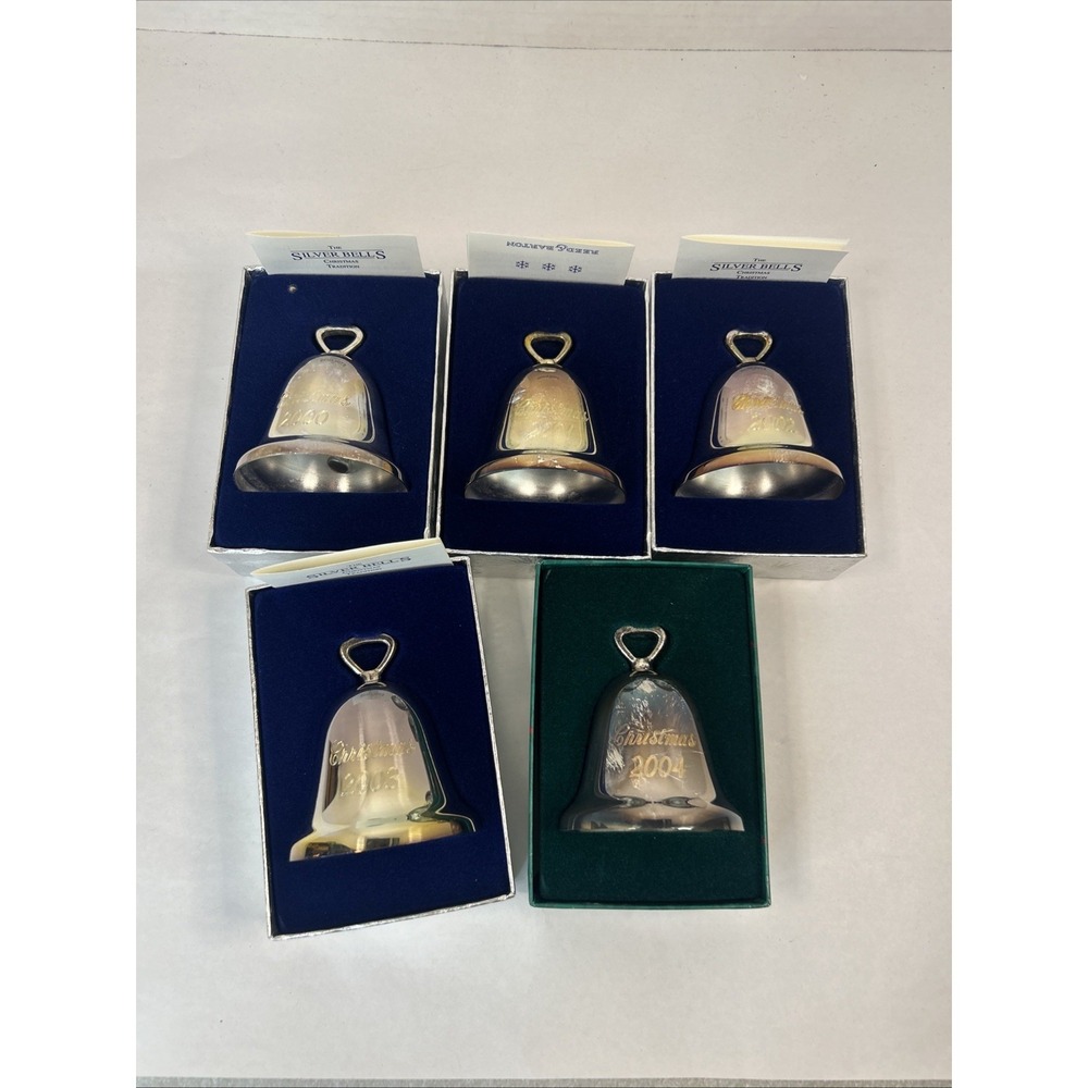Reed & Barton Silver Plated Christmas Bells 2000,2001,2003,2004,2005 Scratches